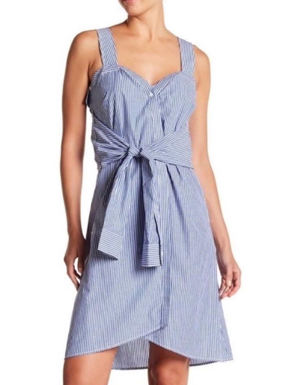 NWT Derek Lam 10 Crosby tie front stripe shirt dress size 4